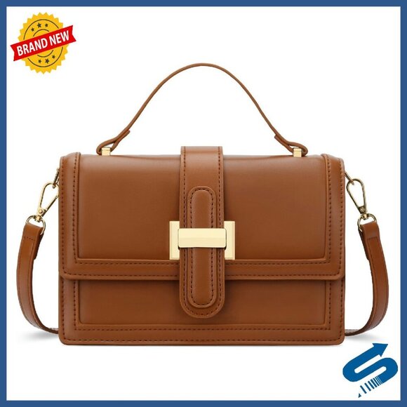 Handbags - Leather Crossbody Bag with Top Handle, Adjustable Strap, Roomy Small Purse